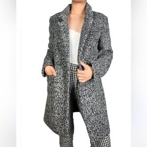 Scotch & Soda Boucle Black and White Wool Teddy Winter Coat